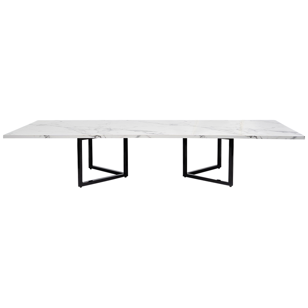 optical-coffee-table-2.4m-white-marble-black-legs