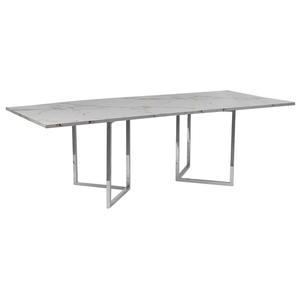 optical-dining-table-2.4m-white-marble-silver-legs-angle